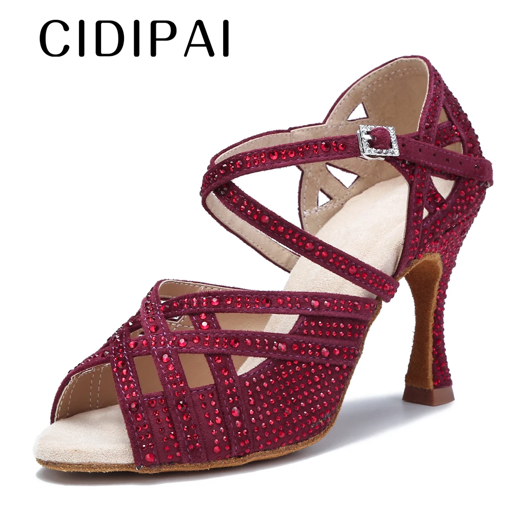 CIDIPAI Latin Dance Shoes Women Tango Salsa  Dance Shoes For Girls Ballroom Dance Heels Red Wedding Shoes Women Party Sandals