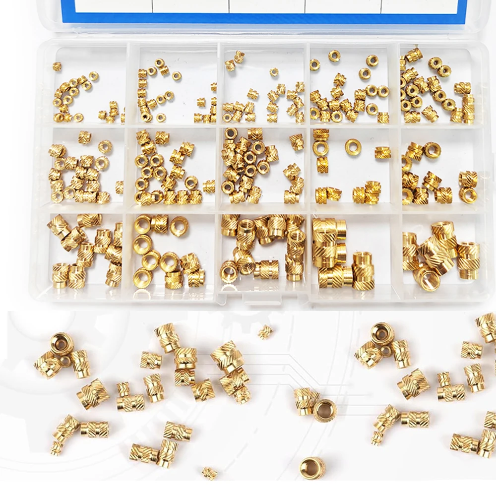 M2 M2.5 M3 M4 M5M6 Heat Set Threaded Insert Brass Nut Hot Melt Knurled Inserts Double Twill Embedment Copper Nut Assortment Kit