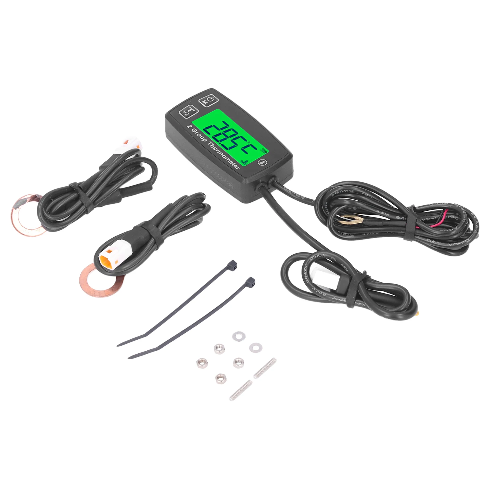 Engine Thermometer Gauge Reliable LCD Tachometer Dual Channel IP67 Waterproof Wear Resistant for Boat for ATV for Motorcycle