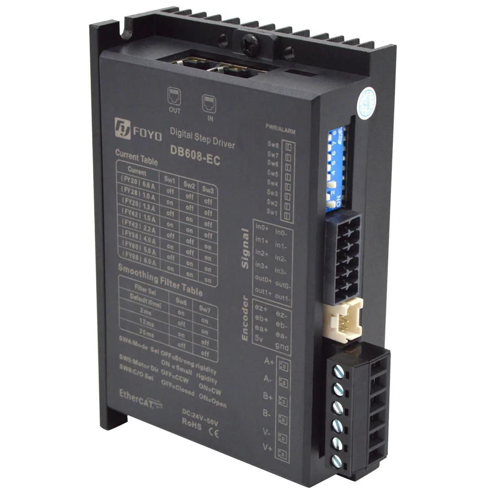 EtherCAT stepper driver close loop DB608-EC DC24~50V adapted to 42/57/86 closed stepper motors