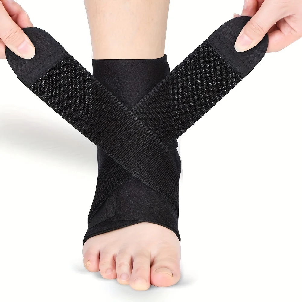 Adjustable Neoprene Ankle Support Brace with PE Board Compression Wrap for Sprained Ankle Sports Running Injury Prevention