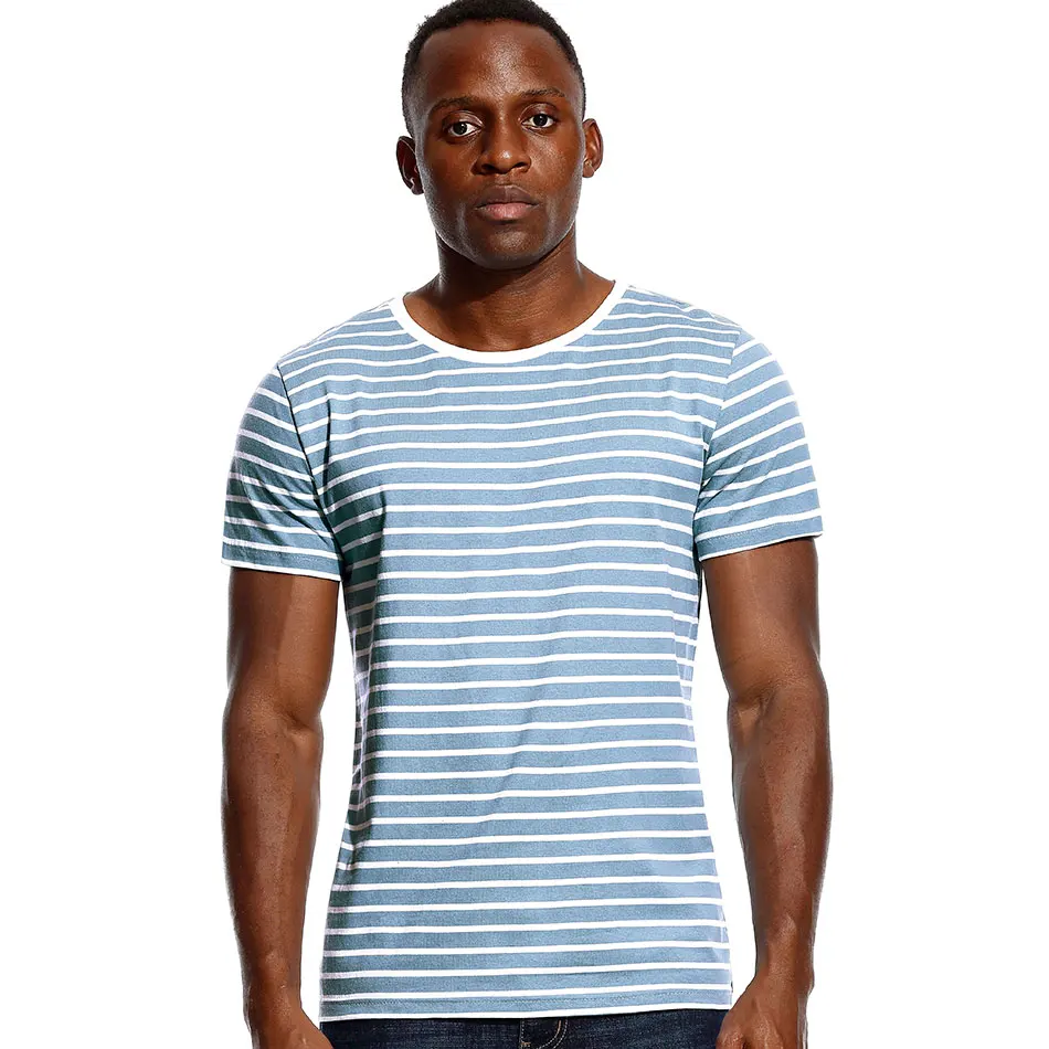 Black and White Striped T Shirt for Men Stripe Tshirt Crew Neck Top Tees Man Short Sleeve Sailor Male Top