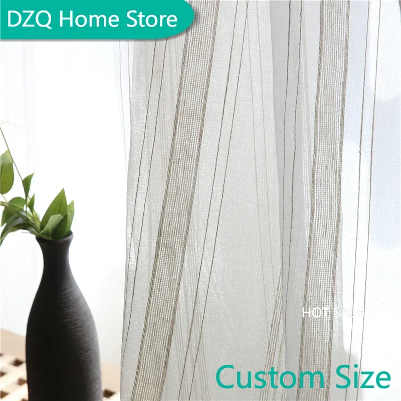 

Modern sheer curtains For Living Room Striped white curtain Window Drapes linen curtains window balcony shade window screen