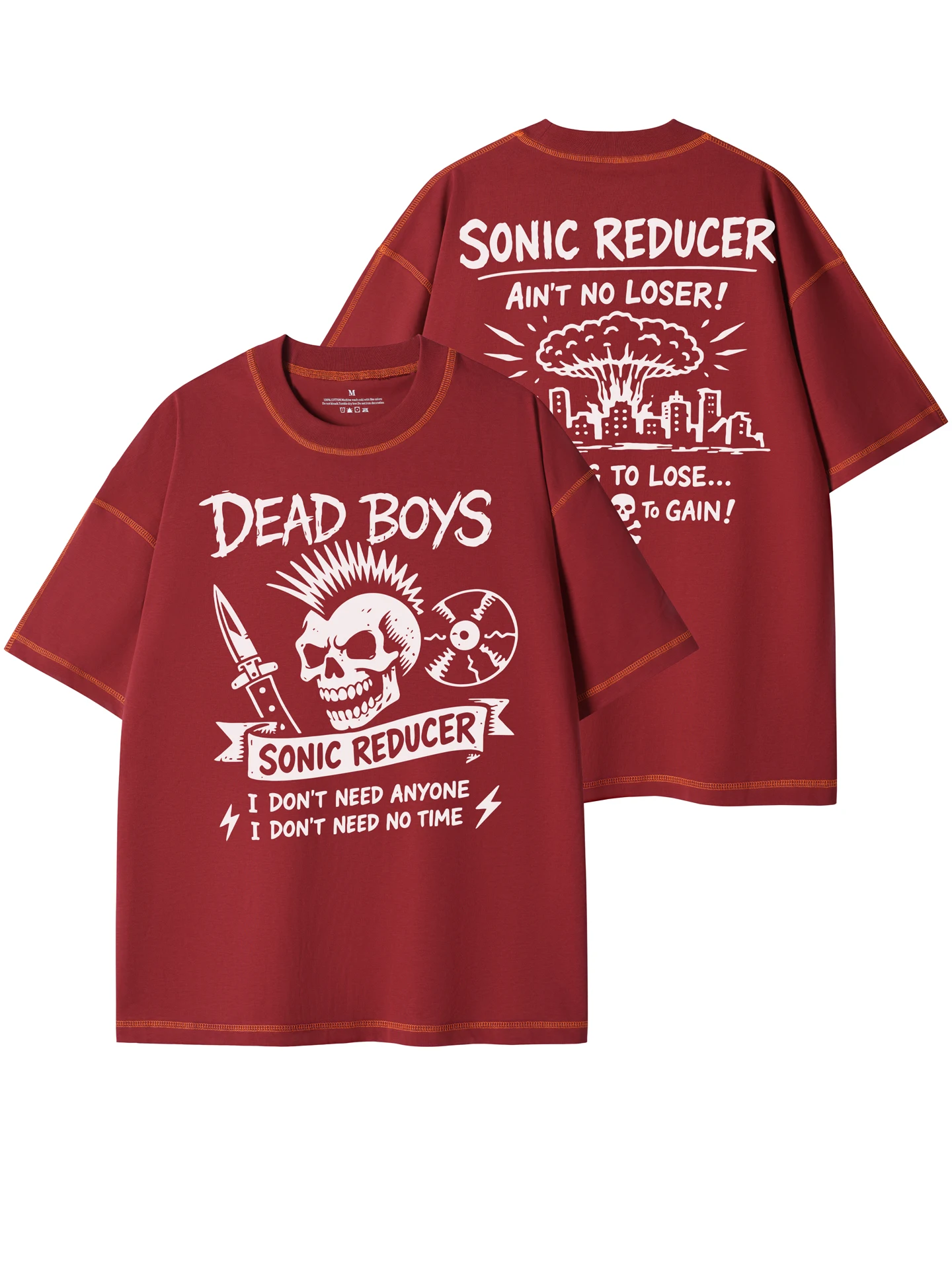 Dead Boys Band Retro Graffiti American Street Design Loose Fit round Neck Short Sleeve T-Shirt Cotton Youth Summer Casual Top