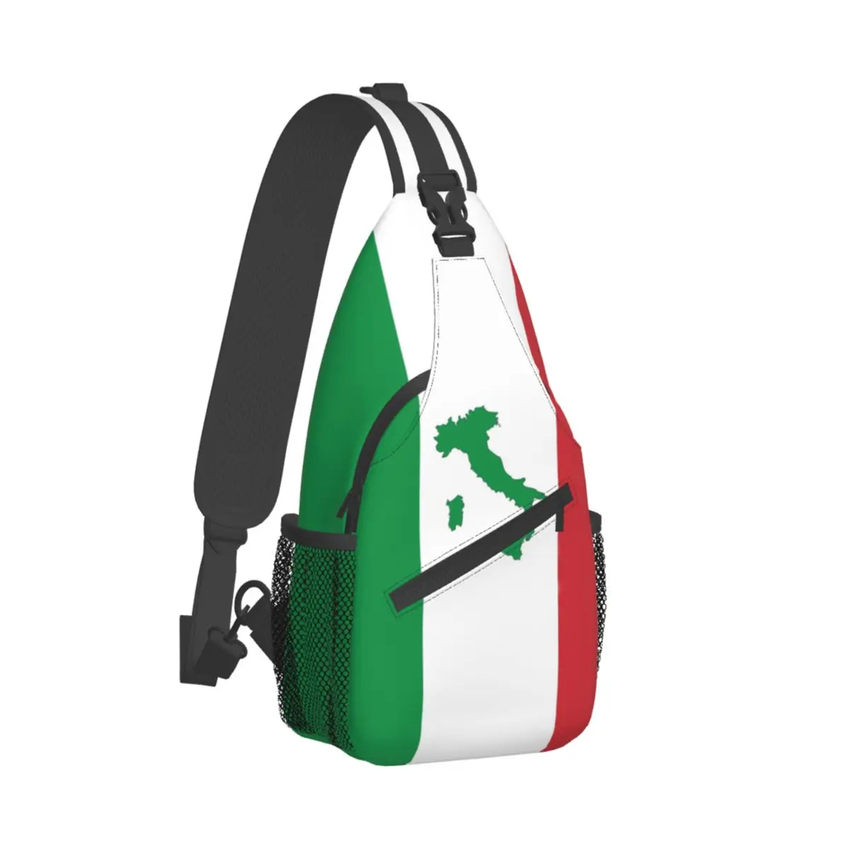 Estilingue crossbody bandeira italiana, bolsa de peito, mochila de ombro, mochila para caminhadas, viagem, mochila esportiva, moda italiana