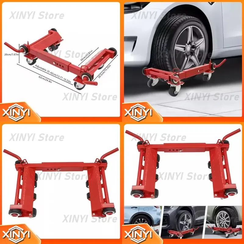 4Wheel Steel Car Wheel Dolly for Auto Repair Recovery Lifting Jack Tool for Cars Family Vehicle Maintenance Garage Equipment