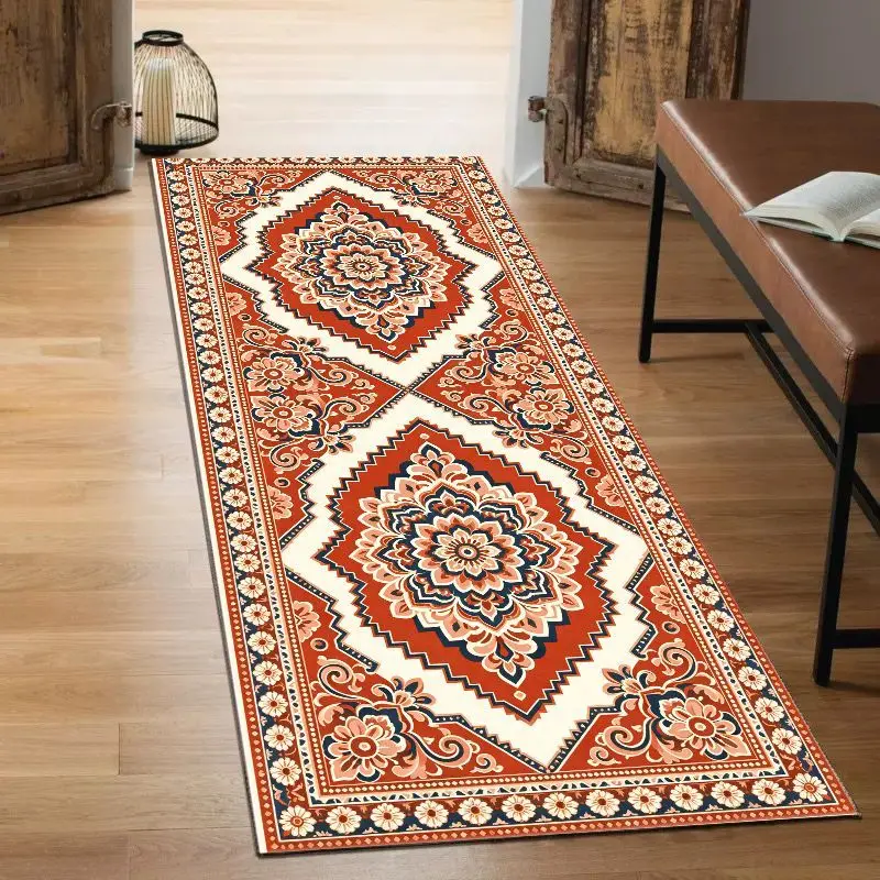 VIKAMA Bohemian Mandala Corridor Rug, Non-Slip Washable Long Walkway Mat, Entryway Doormat for Home Decor