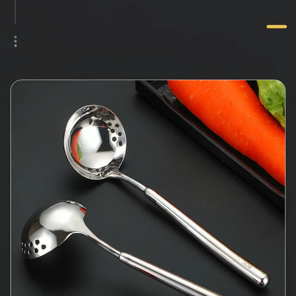 Professional Kitchen Cooking Tool Stainless Steel Soup Ladle And Colander Combo Durable Hot Pot Serving Spoon Strainer