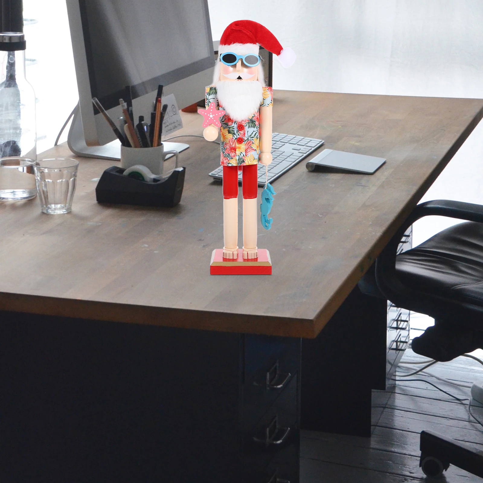 

Wooden Nutcracker Desktop Wooden Nutcracker Decor Xmas Christmas Decoration Home Desktop Holiday Craft Beach Santa Summer Theme