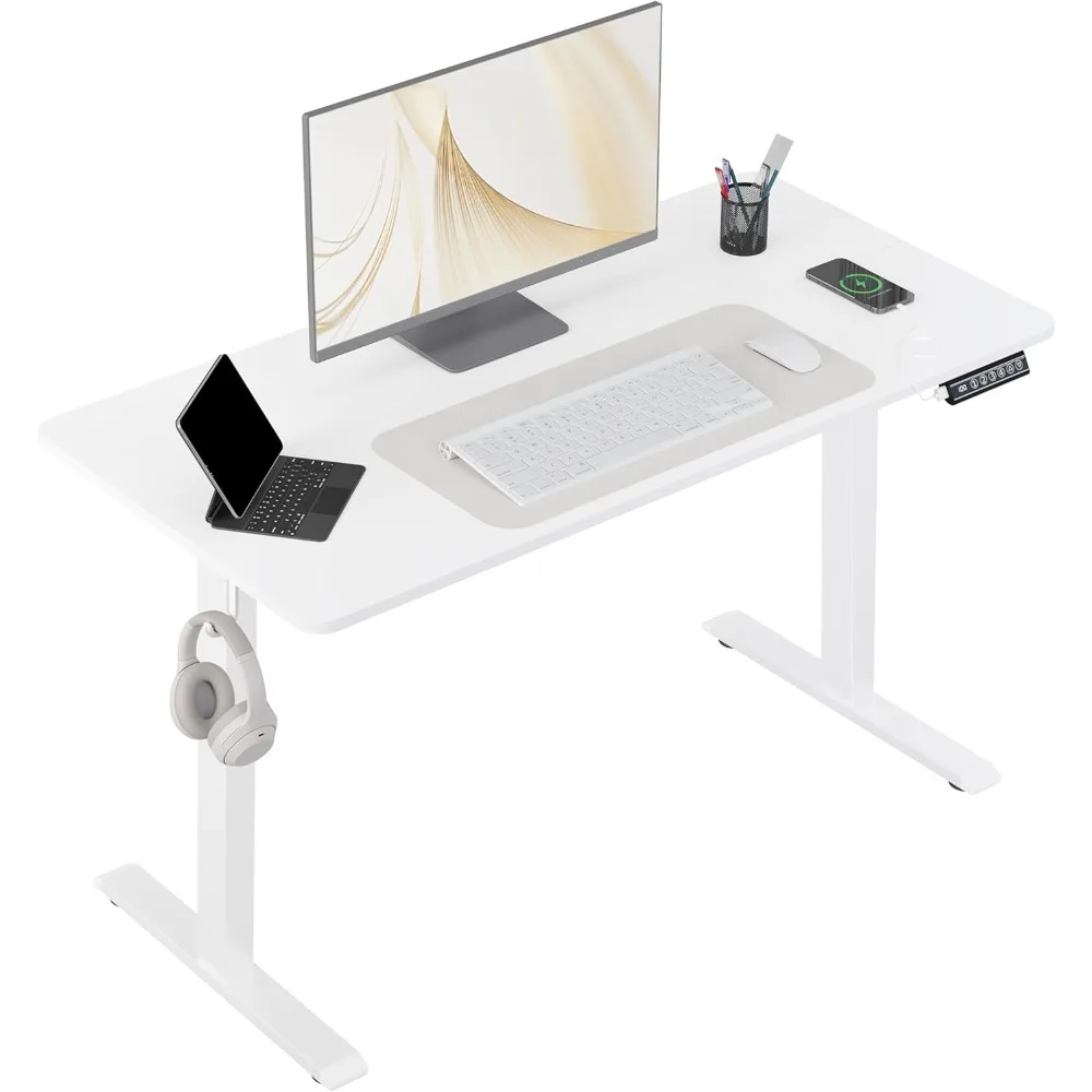 WOLTU 120x60cm Escritorio Elevable Eléctrico, Mesa Escritorio Elevable en Altura con Puertos de Carga USB, 4 Función de Memoria