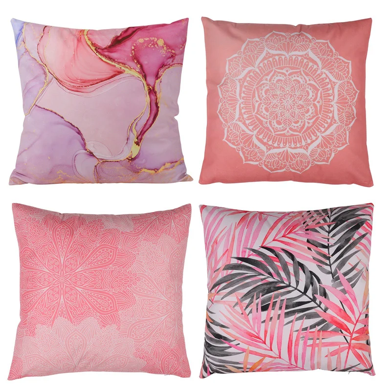 4pcs Pink Pillowcase Gold Decorative Sofa Cushion Case Bed Pillow Cover Home Decor Car Cushion Cover Cute Pillow Case 45x45cm