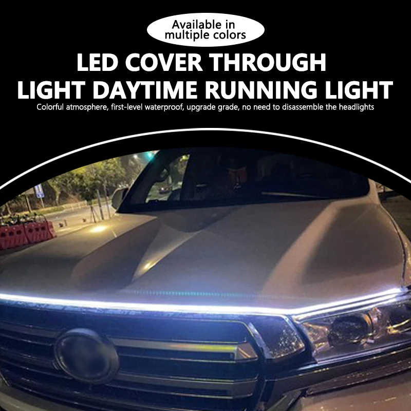 Drl led Hood decorativo turn LED light strip flessibile silicone light strip Car Cover Atmosphere light strip Daytime running lamp