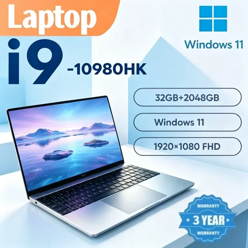 2026 New 14.1 Inch Student Laptop Intel Core i9 10980HK Windows 11 Pro 32GBRAM 2TBSSD FHD Slim Notebook For Game Study Daily Use