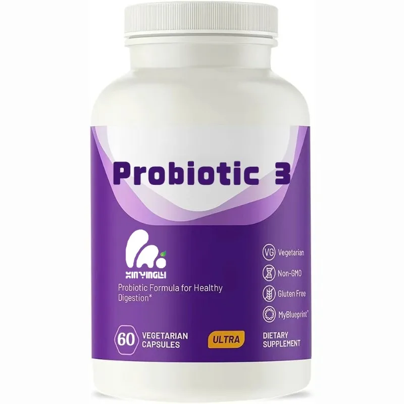 

Probiotics 3, Digestive, Gut Microbiota and Immune Health Support, Dietary Supplement, 60 Capsules