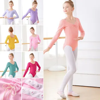 Leotardos de Ballet para niños, leotardo de gimnasia para niñas, Ropa de baile, disfraces de baile para niños pequeños, leotardo de baile de algodón de manga corta