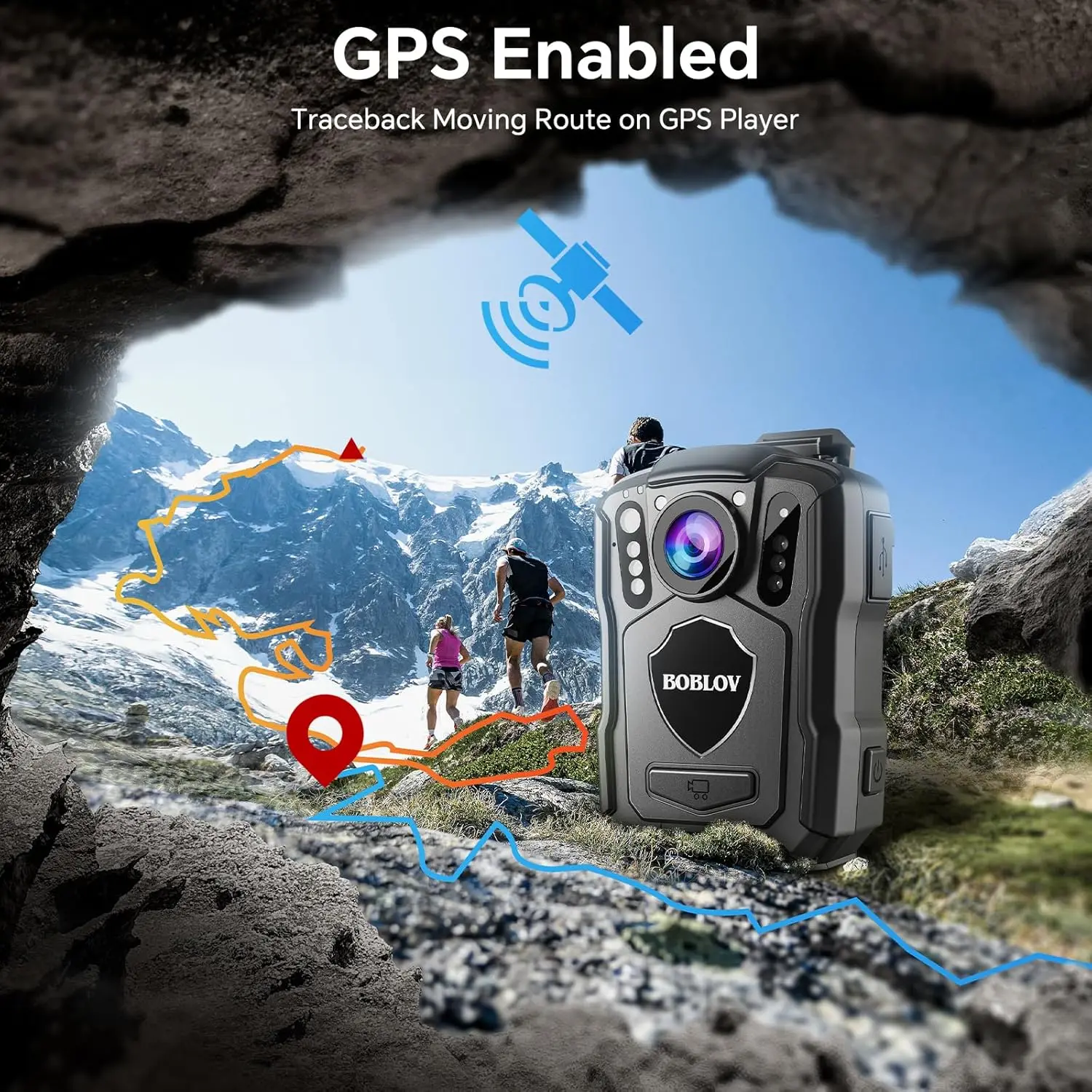 BOBLOV 2K Body Worn Camera 4200mAh Battery 15Hrs Recording GPS IP67 Waterproof Dashcam Suction Mount Law Enforcement Security