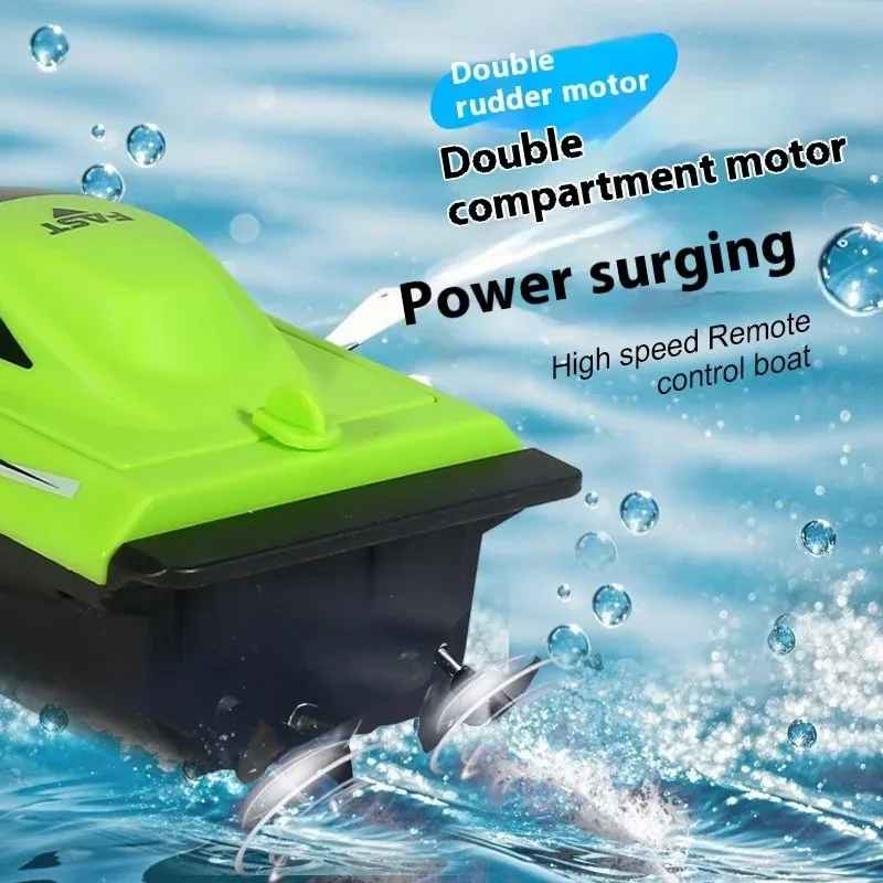 Waterdicht, op afstand bestuurbaar bootspeelgoed voor kinderen, elektrische speedboot met dubbele propeller, snel en lichtgewicht waterracemodel