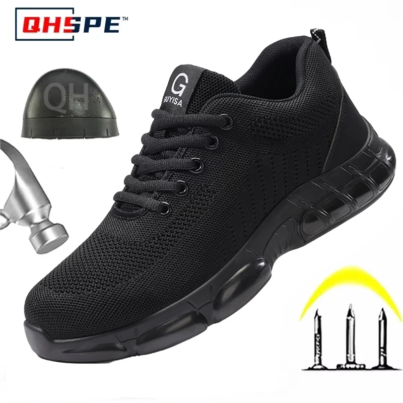 

Safety Shoes Men Steel Toe Anti Smash Puncture Proof Lightweight Soft Sole Breathable Summer Work Footwear Boots