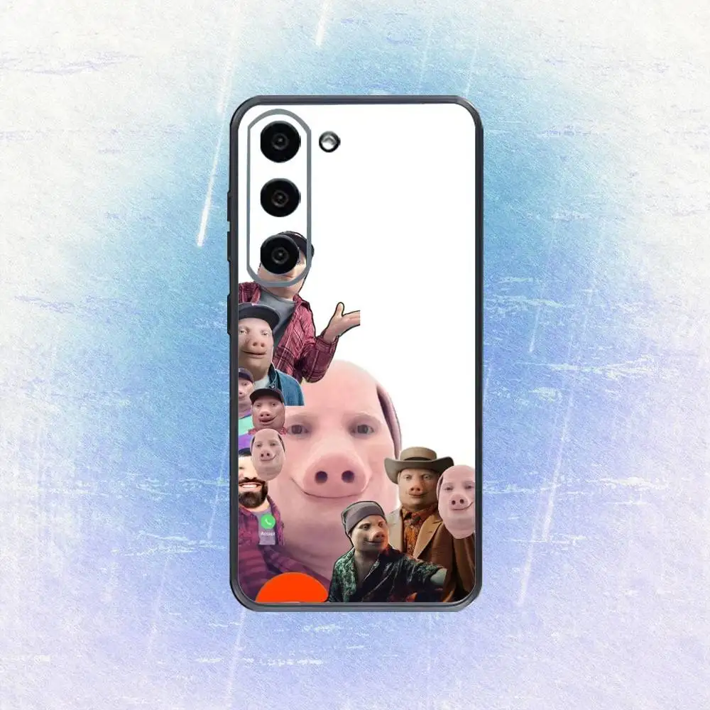 เคสโทรศัพท์ J-John Pork is Calling Answer Call สำหรับ Samsung Galaxy A73,A72,A71,A70,A53,A52,A51 และอื่นๆ  แบบนิ่ม สีดำ