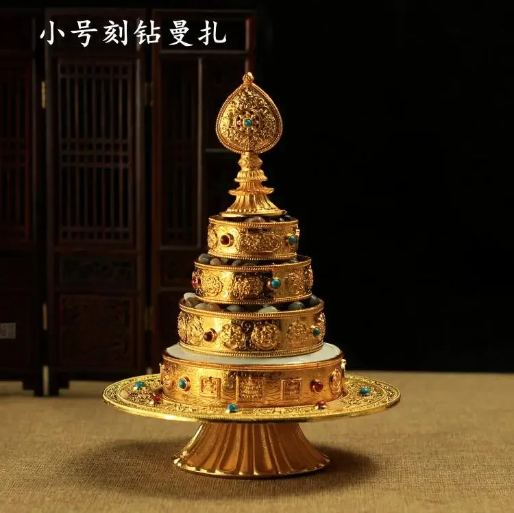 Tibetan Esoteric Buddhism Supplies Alloy Carved Eight Auspicious Plate Small Horn