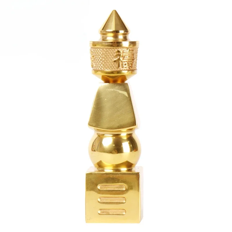 

Gold Buddhist Feng Shui 6" Brass Five Element Pagoda-Amulet Can Be Equipped With Tibetan Treasures Pagoda Heaven And Earth