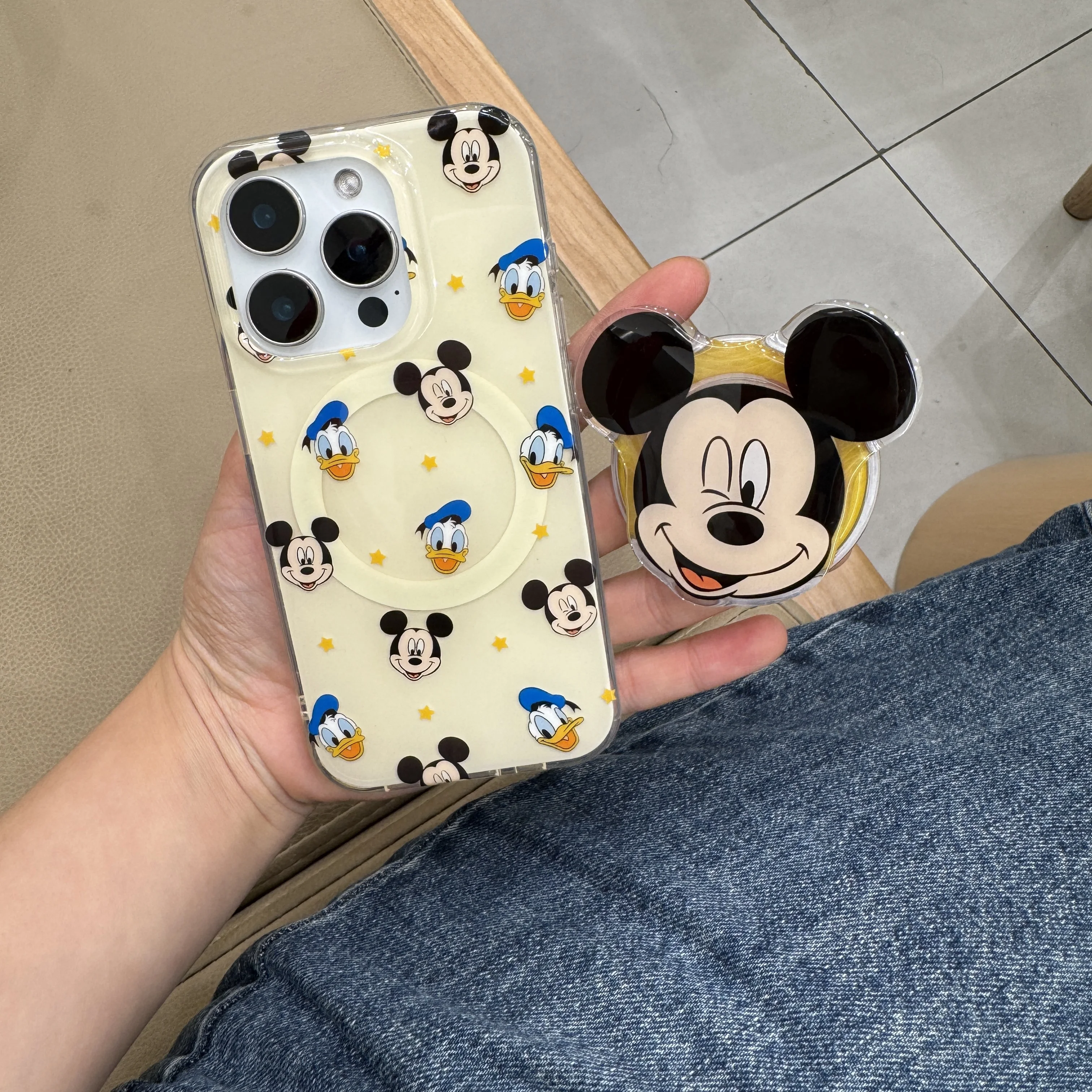 كارتون ديزني لدونالد داك ميكي ماوس شفط المغناطيس شل قوس جراب هاتف مريح آيفون 16 13 14 15 ProMax