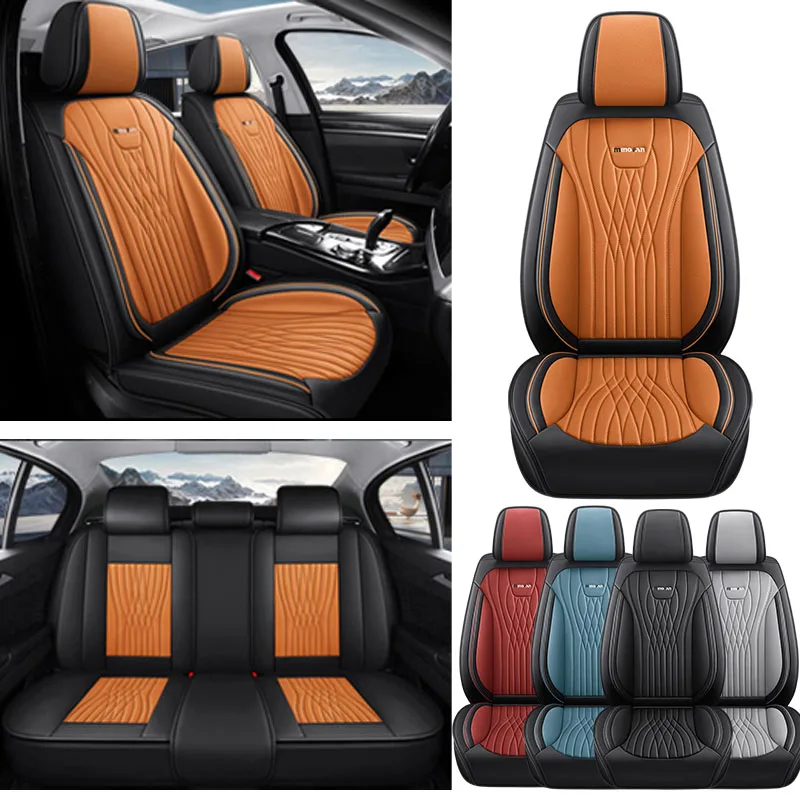 

5-Piece Car Seat Covers Set, Perforated Nappa Leather Breathable & Comfortable, Full Protection, All-Season Use, Universal Fit