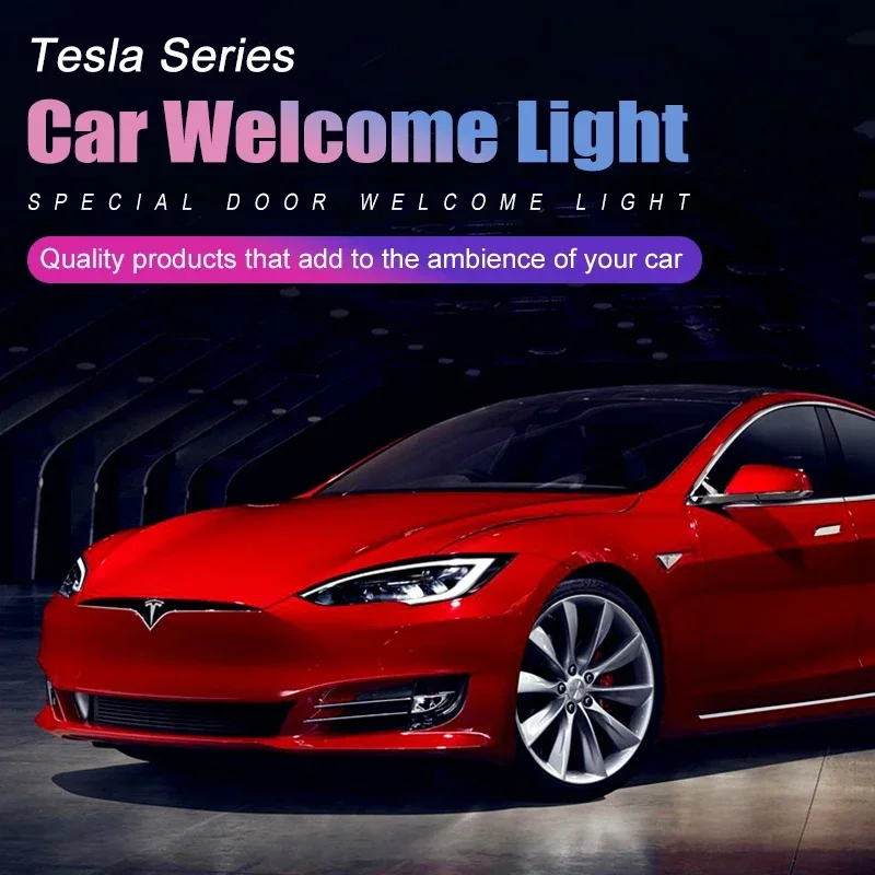 

Car Sticker 4Pcs Car Door Welcome Lamp HD LED Emblem Projector Lights for Tesla Model 3 X Y S Shadow Light Accessories