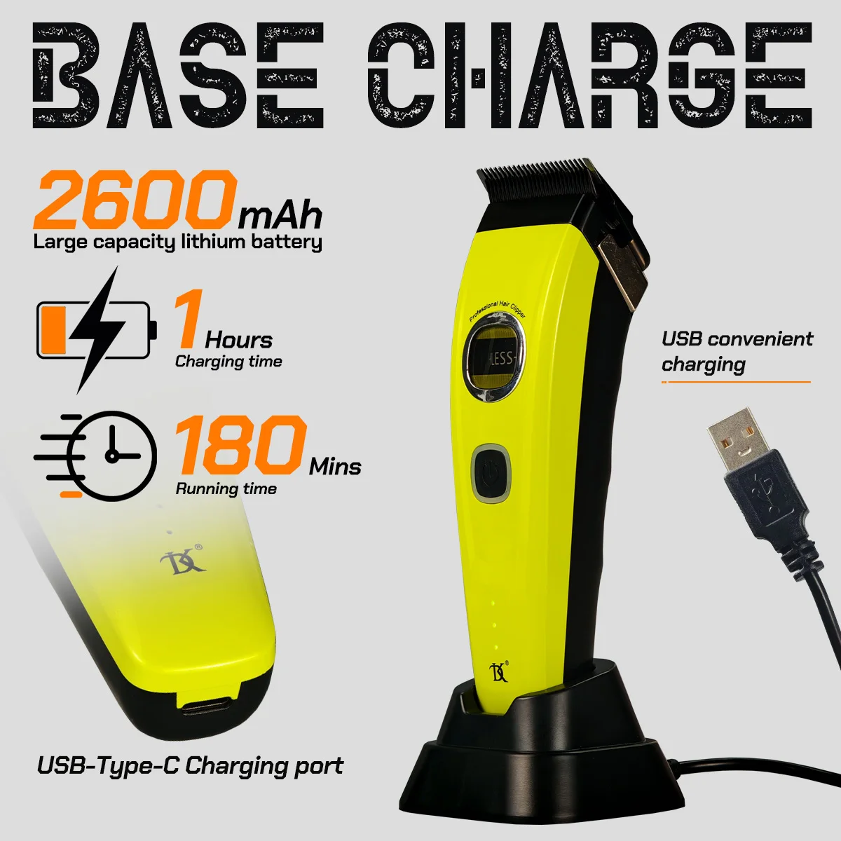DK Professional Hair Clipper 7500RPM External Rotor Brushless Motor DLC Blade Hair Trimmer Barber Shaver BRDCLIP 609 10000RPM