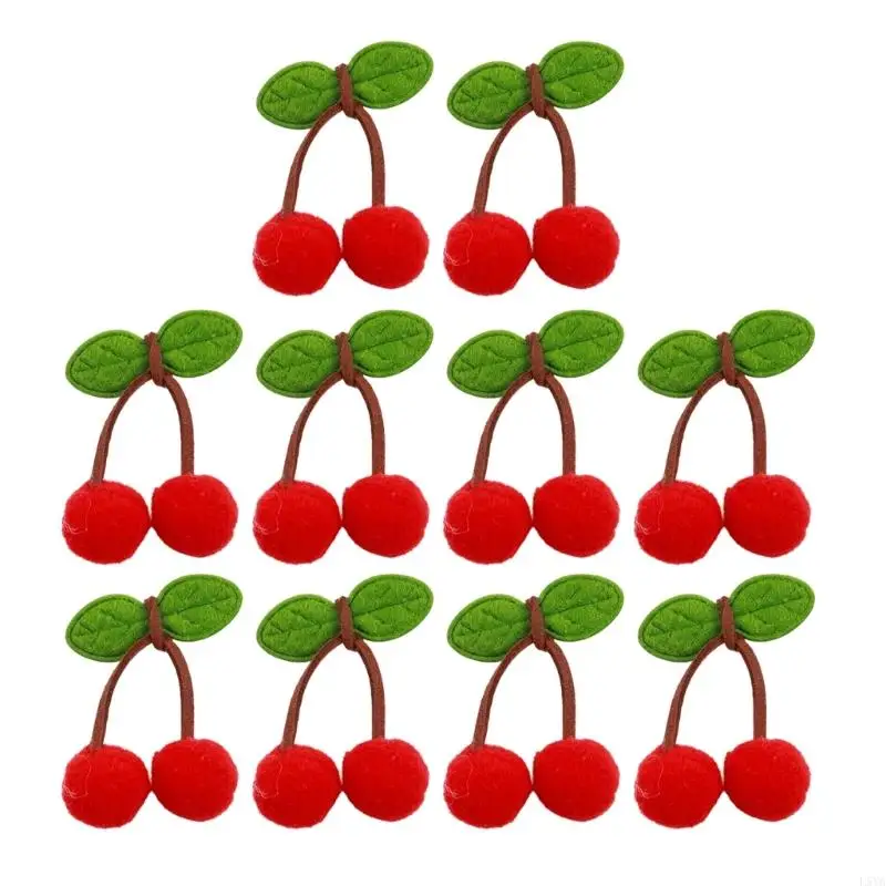 L5YA แพ็ค 10 ผ้าผลไม้ Pompoms เย็บ Appliques เสื้อผ้าอุปกรณ์เสริมสำหรับเครื่องแต่งกาย Embellishments อุปกรณ์เสริมผม