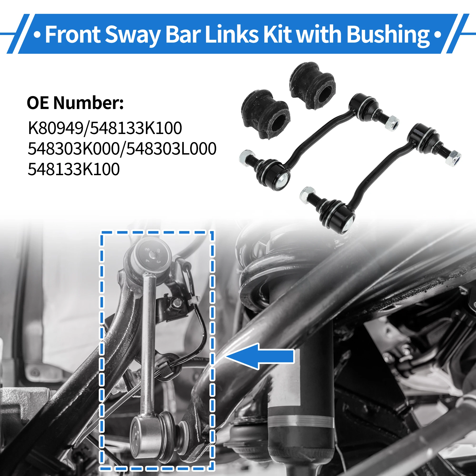 

UXCELL Front Stabilizer Bar Links with 2 Pcs Bushing for Hyundai Sonata No.K80949 1 Set