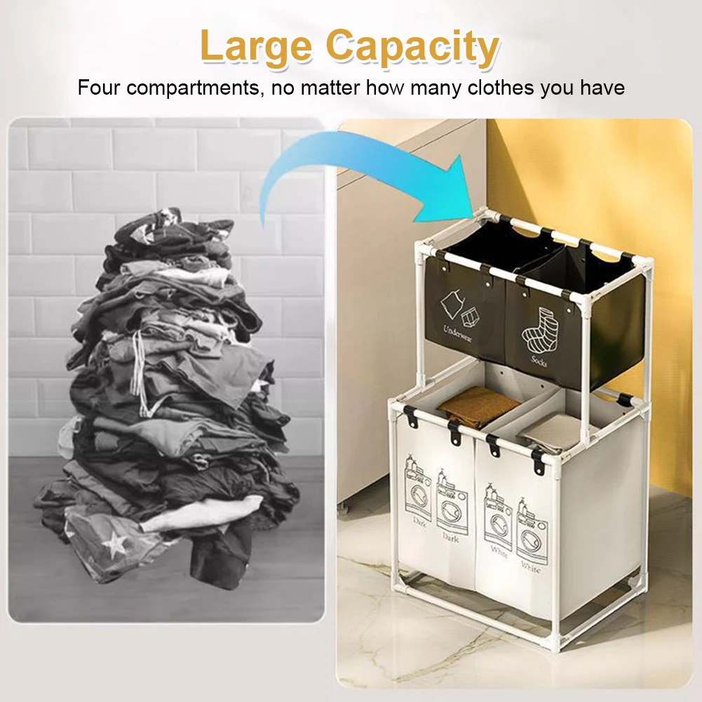 Laundry Sorter Basket Laundry Storage Hamper 2/3 Layer Laundry Sorter Organizer Waterproof Clothing Sorting Basket for Home Dorm