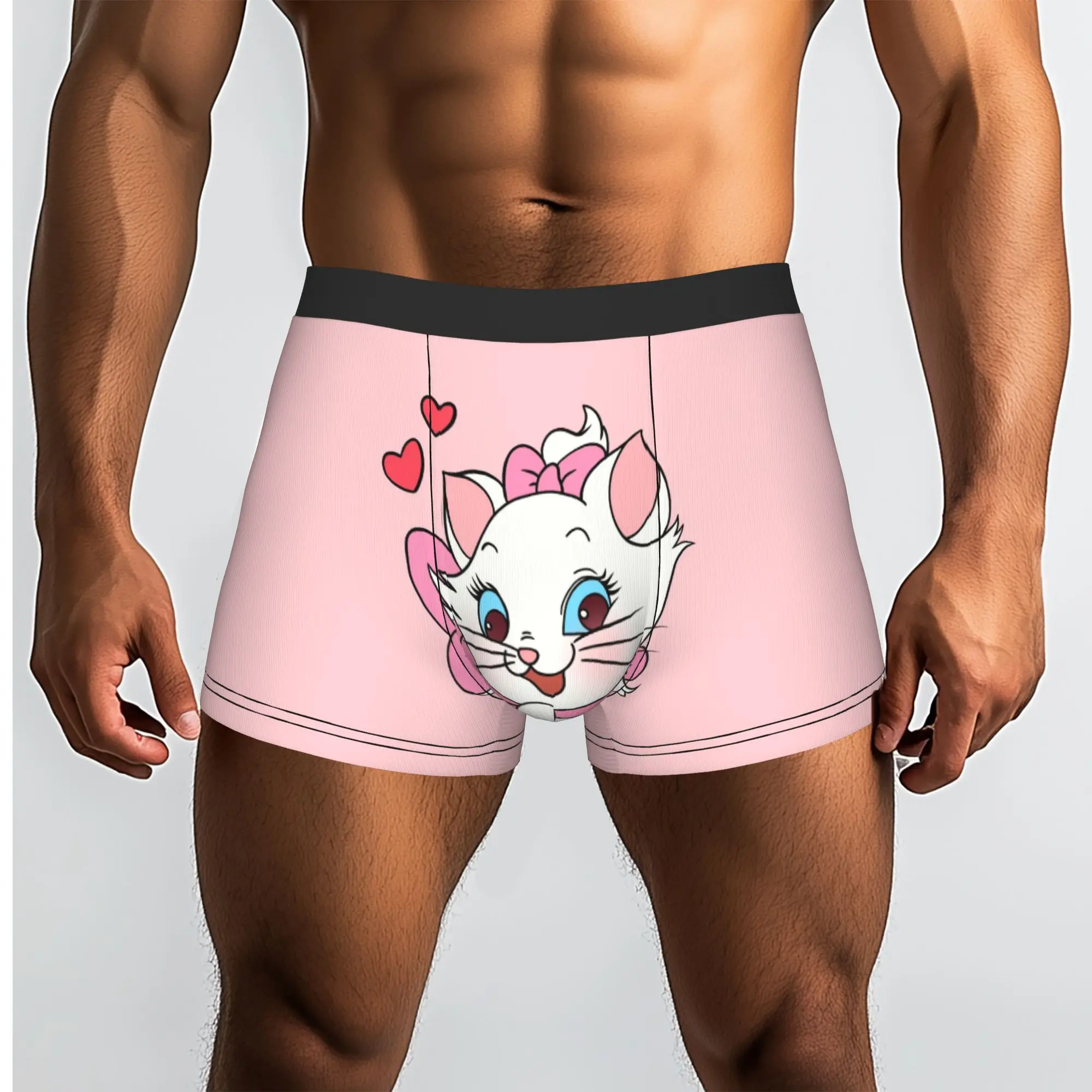 Custom M-Marie Cat Cartoon Underwear Men Printed Cat Manga Boxer Briefs Shorts Panties Soft Underpants