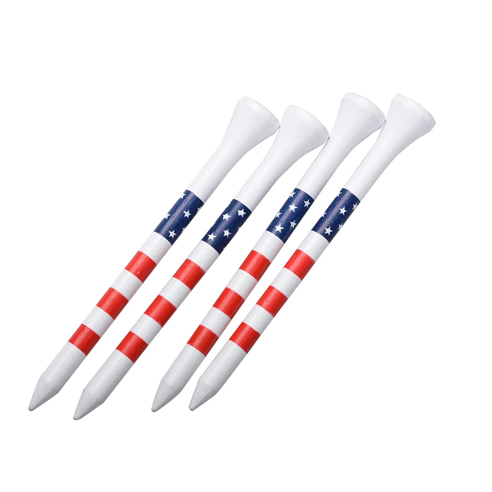 50 Stück Golf-Tees im amerikanischen Flaggen-Stil aus robustem Bambus (3-1/4'' & 2-3/4'') Länge, Golfballhalter, Golf-Trainings-Tees – Detail 3