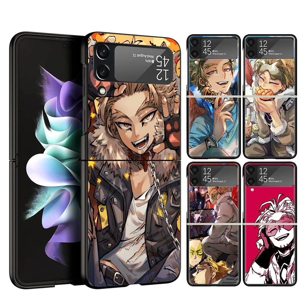 My Hero Hawks Case Phone Cover for Samsung Galaxy Z Flip 6 5 4 3 5G ZFlip6 ZFlip5 ZFlip4 ZFlip3 Black Hard Trend Fundas