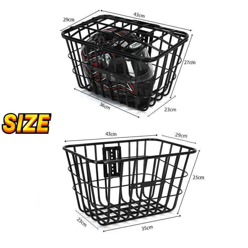 Electric Bicycle Front and Rear Basket Tricycle Enlarged and Thick Basket Universal Vegetable Basket with Cover Large Capacity