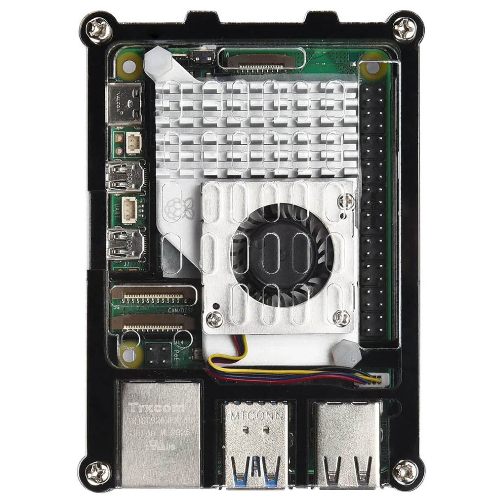 Raspberry Pi 5 Acrylic Case with Cooling Fan Kit, Pi5 Case Active Cooler Heatsink Box Shell for Raspberry Pi 5 4GB/8GB