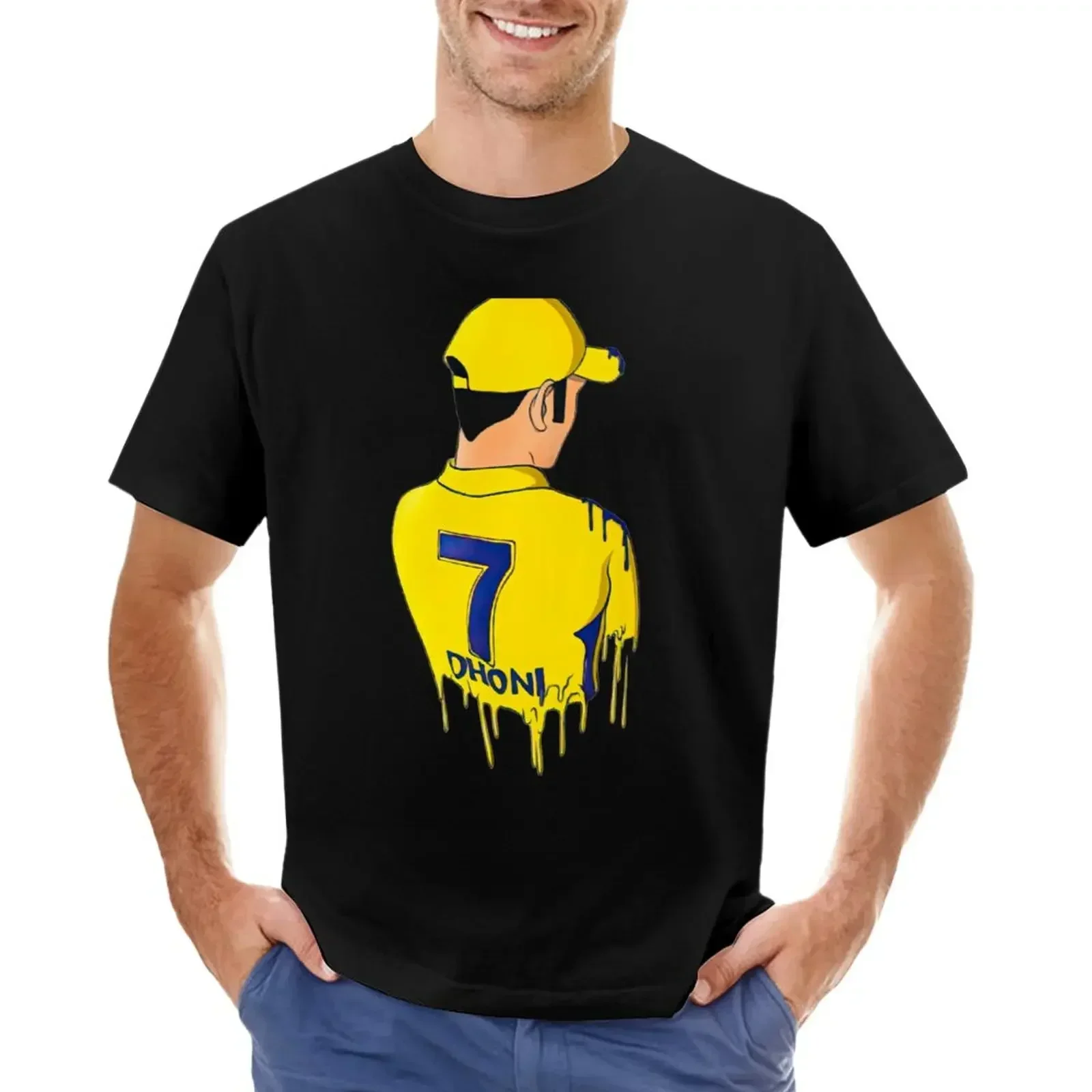 Dhoni - ms Dhoni - csk T-Shirt anime clothes tees plain t shirts men manga vintage anime clothes oversized t shirt men clothing