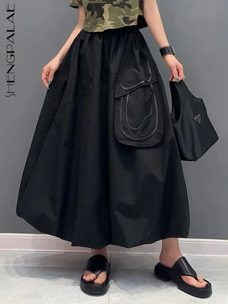 

SHENGPALAE 2024 Summer Fashion Versatile Single Women's Skirt Casual Ladies Loose Trendy Splicing Female Skirts Clothes 5C7422