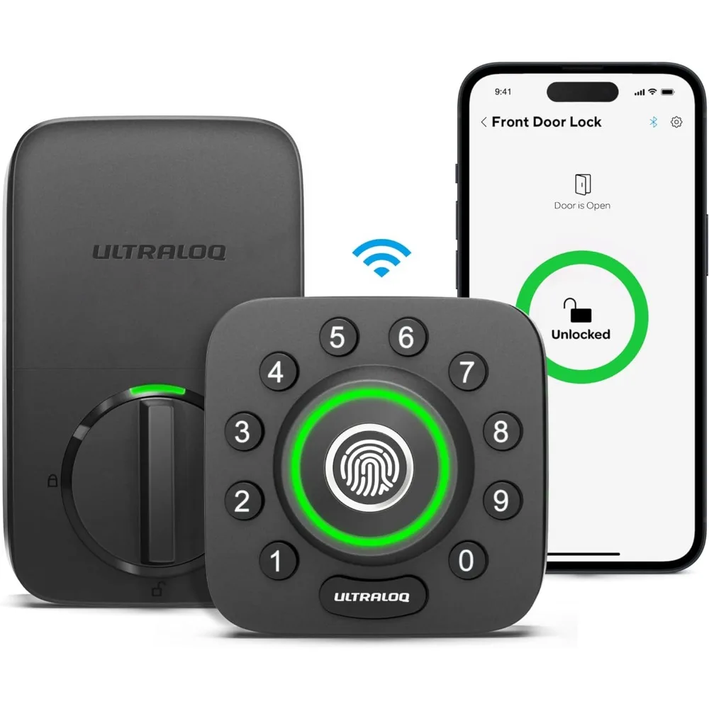 WiFi Smart Lock with Door Sensor, 8-in-1 Keyless Entry Door Lock,Fingerprint ID,App Remote Control,Auto Unlock,Door Status Alert