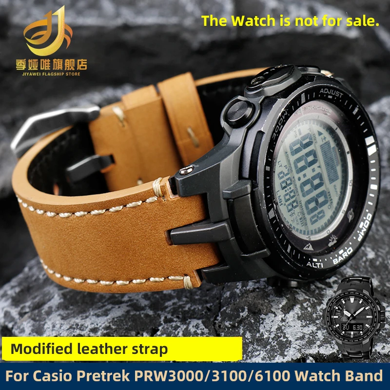 

Modified PRW-3000 6100 vintage cowhide strap for Casio PROTREK series PRW3000/3100/6000/6100Y watch strap bracelet watchband