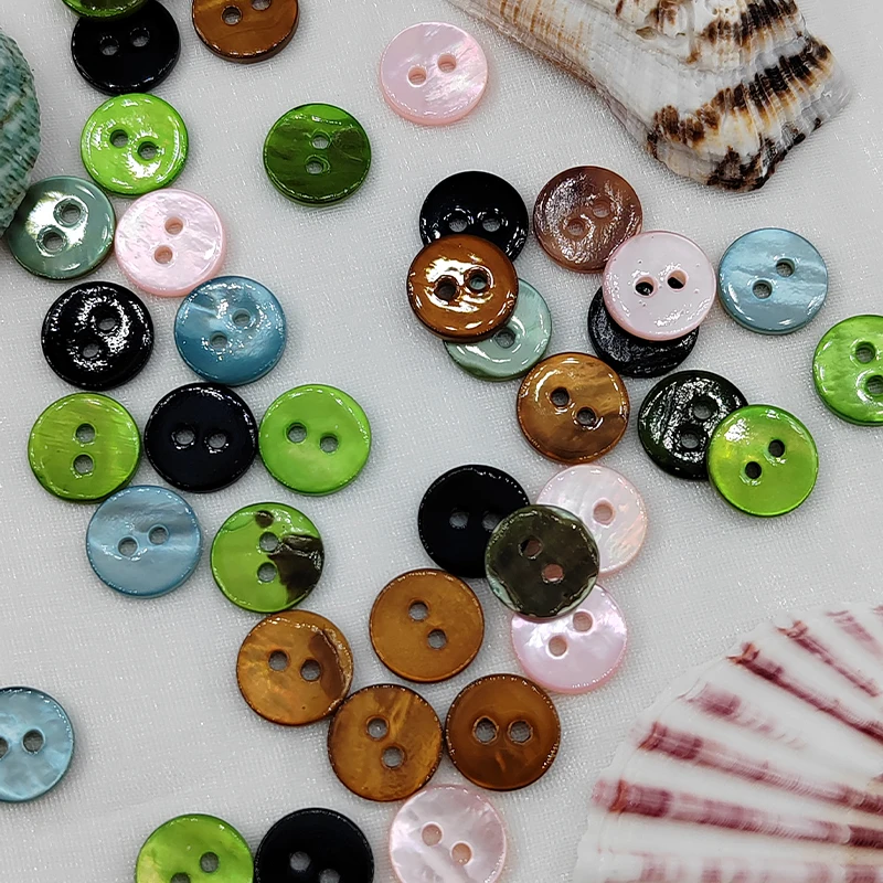 10MM Multicolor Natural Shell Buttons Of Clothing 10Pcs Colorful Cute 2-Holes Fashion Decor Buttons For Women Sweater Sewing DIY