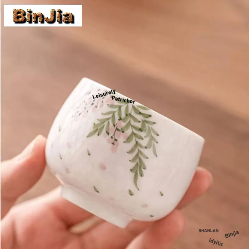 70ml Disegnato A Mano Fiore di Glicine Tazza di Tè Ciotola Personale delle Donne Meditazione Maestro Degustazione Kung Fu Teaset Drinkware Cerimonia del Tè