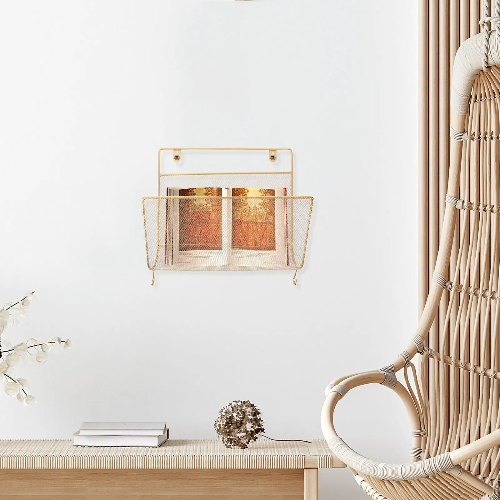 

Wall-Mounted Book Storage Rack Iron File Organizer For Home Office Wall Shelf Magazine Holder Living Room Bedroom Wall Hanging