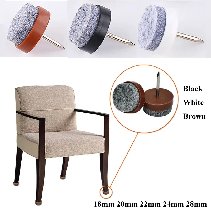 

20pcs 18mm/20mm/22mm/24mm/28mm Felt Foot Pad Plastic Skid Glide Nail Furniture Sofa Chair Table Leg Protector Pad