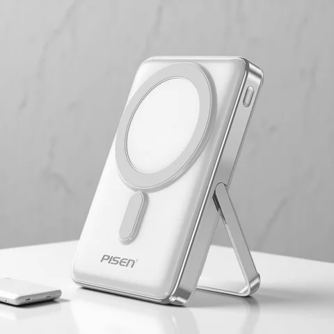 PISEN Magnetic Wireless Power Bank with Built in Stand MagSafe Compatible 30W USB C Fast Charging  for iPhone Samsung Huawei