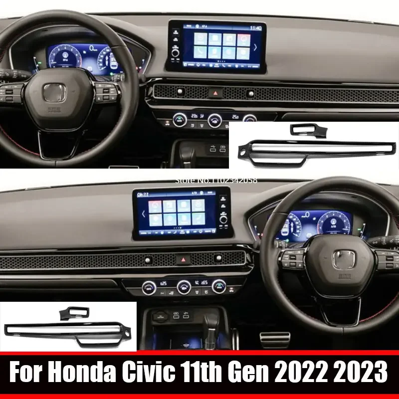 For Honda Civic 11th Gen 2022 2023 ABS Interior front dashboard Air Condition Switch Outlet Frame Central Control Strip trim