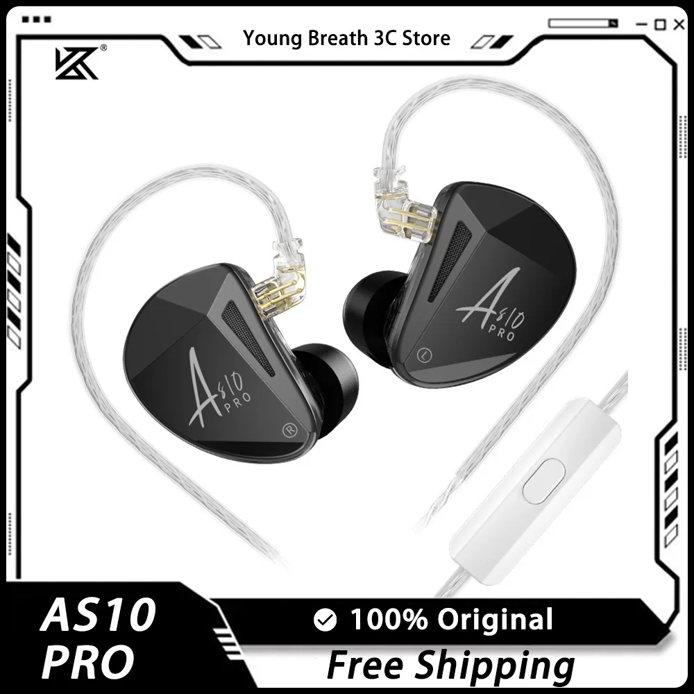 

KZ AS10 PRO Wired Earphone Unit HIFI In Ear Noise Reduction Simplicity PC Gaming Accessories Sports Earphones Customized Gifts