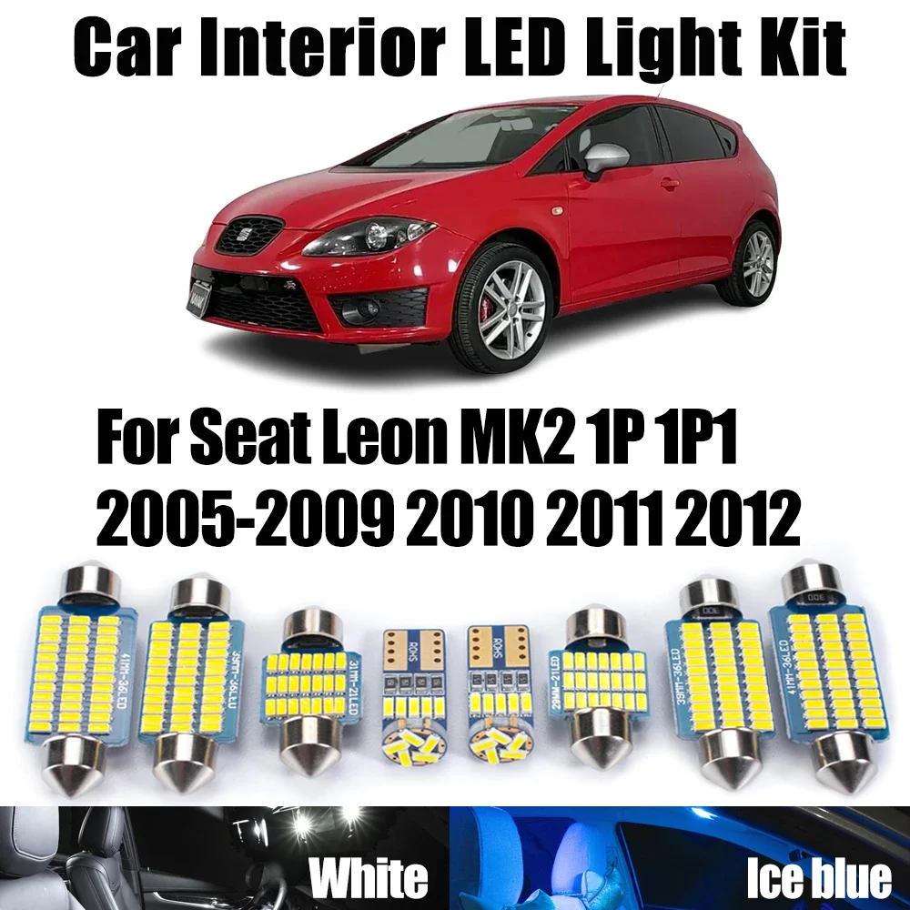 14Pcs Canbus LED Interior Ceiling Map Dome Trunk Light Kit For Seat Leon MK2 1P 1P1 2005-2009 2010 2011 2012 Car Accessories