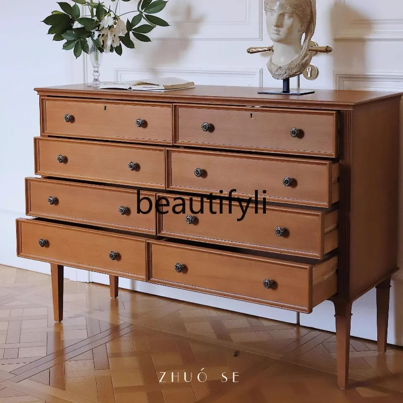 

Antique solid wood drawer in chest, retro dining side cabinet, bedroom storage side cabinet